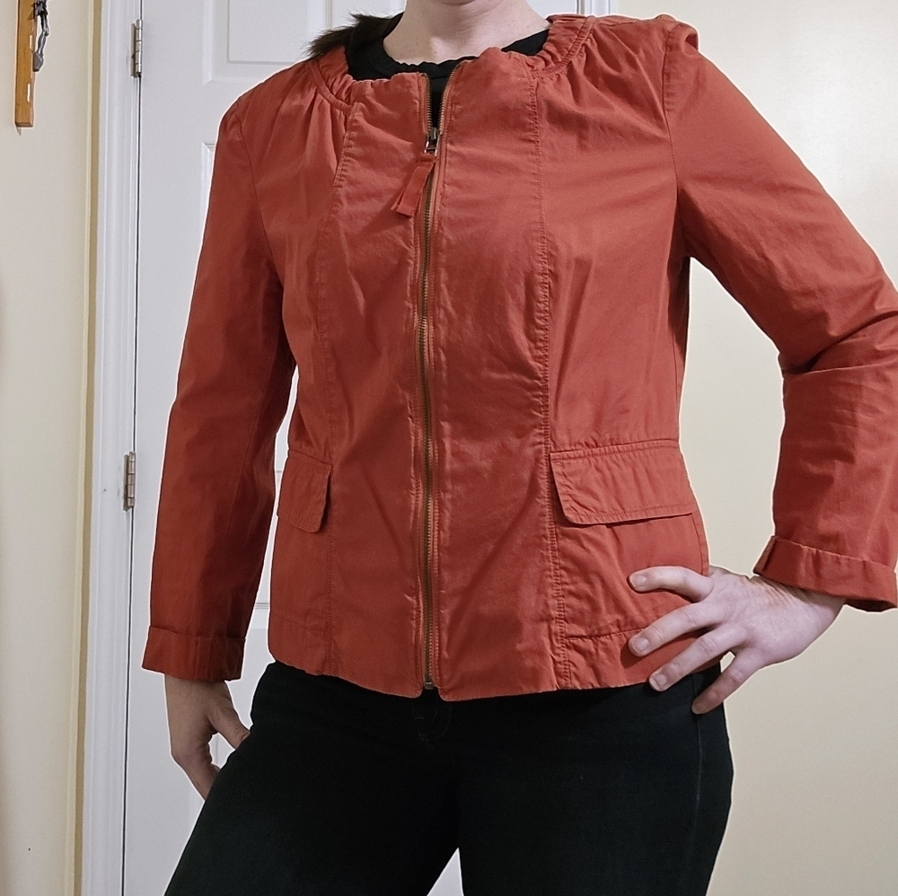 LOFT Women's Coral Collarless Utility Jacket L